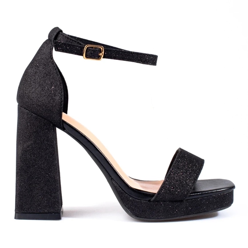 Sandales à talons hauts en brocart pour femmes de Shelovet le noir