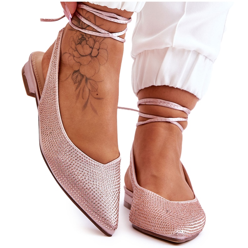 Ballerines Beiges Nouées Avec Strass Mavis brun