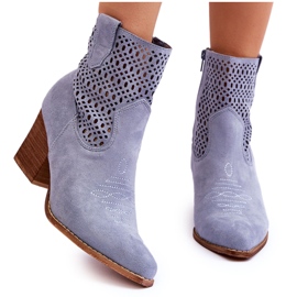 FB1 Santiags Femme en Daim Bleu Clair Norvella