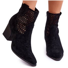 Bottes de cowboy en daim à talon pour femmes noires Norvella le noir