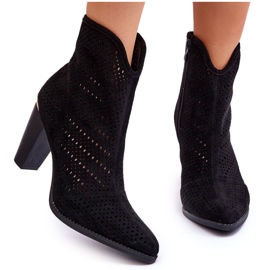 Bottines à Talon Daim Ajouré Noir Logan le noir