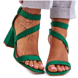 FB2 Sandales à talons hauts en daim pour femmes Green Lanes vert