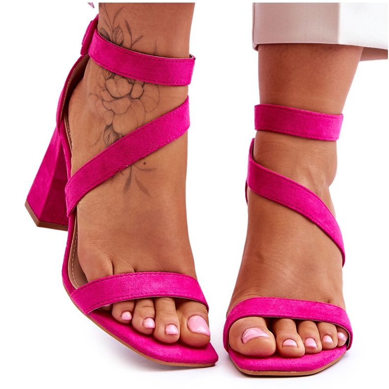 Sandales à talons hauts en daim pour femmes Fuchsia Lanes rose