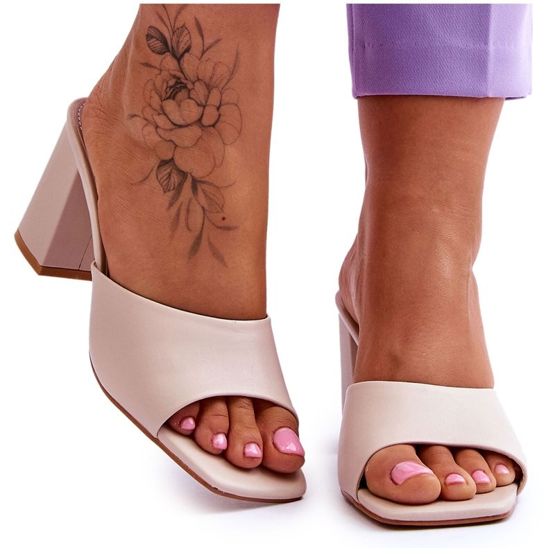 Chaussons Loara en cuir beige pour femme