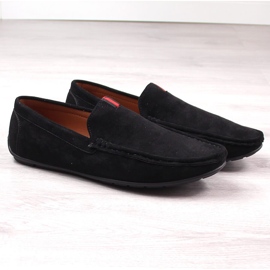 Mocassins chaussures à enfiler en daim pour hommes noir McKeylor 2260