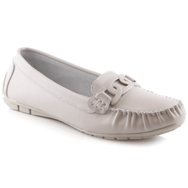 Mocassins femme en cuir avec chaîne écru Filippo DP4547