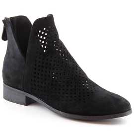 Bottines femme daim noir ajouré Potocki SZ12107 le noir
