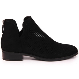 Bottines Spring ajourées en daim noir Vinceza