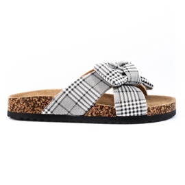 Chaussons femme Vinceza à carreaux blanc