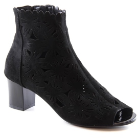 M. DASZYŃSKI Bottines ajourées printemps femme peep toe noir M.Daszyński MR1954-10