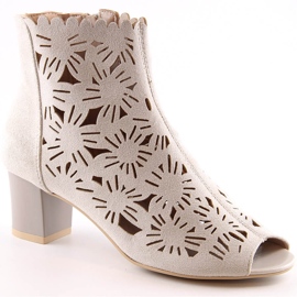 M. DASZYŃSKI Bottines peep toe ajourées printemps femme beige M.Daszyński MR1954-10