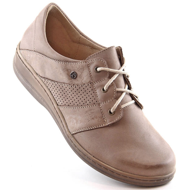 Chaussures à lacets confortables en cuir pour femme beige Helios 399 Chaussures à lacets confortables en cuir pour femme beige Helios 399