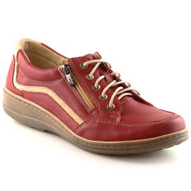 Chaussures confortables en cuir pour femmes rouge Helios 411
