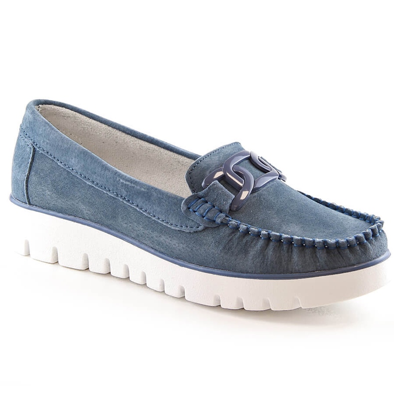 Mocassins en cuir suédé pour femmes sur la plate-forme bleue Filippo DP3334 Mocassins en cuir suédé pour femmes sur la plate-forme bleue Filippo DP3334
