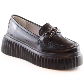 Filippo DP4450 mocassins en cuir noir sur la plateforme le noir