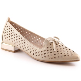 Chaussures pointues dorées ajourées pour femmes Jezzi ASA178-5
