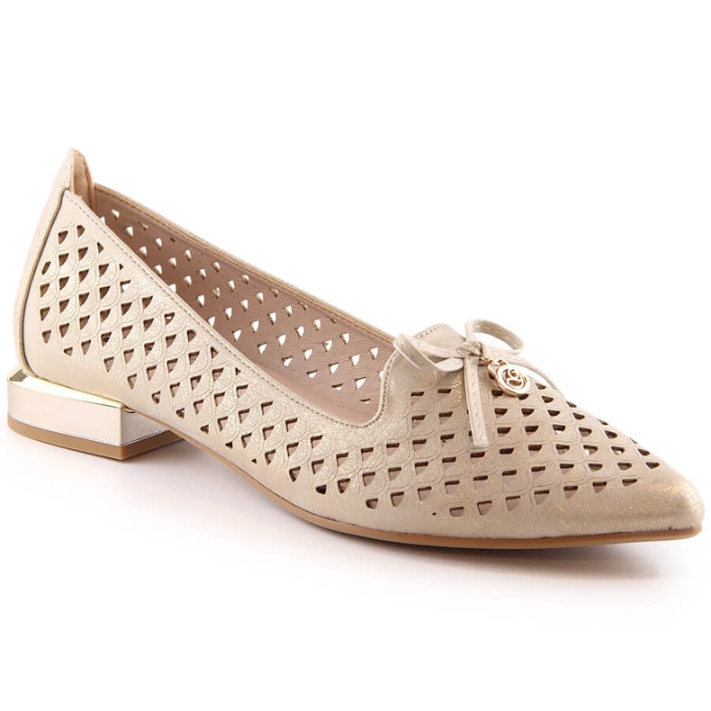 Chaussures pointues dorées ajourées pour femmes Jezzi ASA178-5 d'or