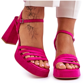 Sandales à plateforme en daim pour femmes Fuchsia Verda rose