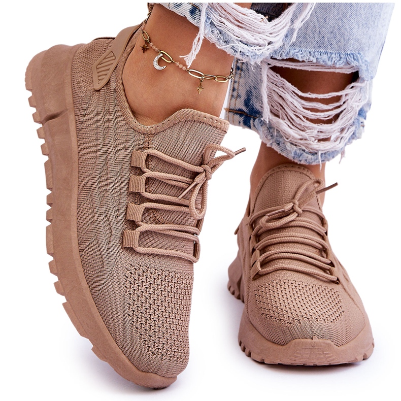 FB2 Baskets à enfiler pour femmes Beige foncé Rosett brun