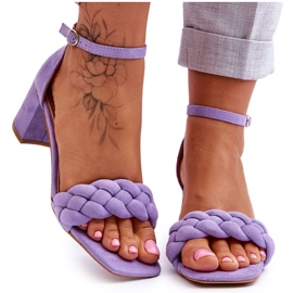 Sandales à talons hauts en daim avec tresse décorative, Azela violet