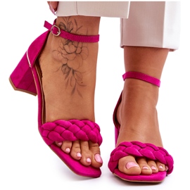 FB2 Sandales à talons hauts en daim avec tresses décoratives Azela fuchsia rose FB2 Sandales à talons hauts en daim avec tresses décoratives Azela fuchsia rose
