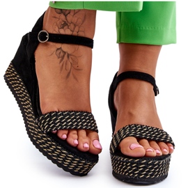 Sandales Compensées Classiques Femme Noir Malmo