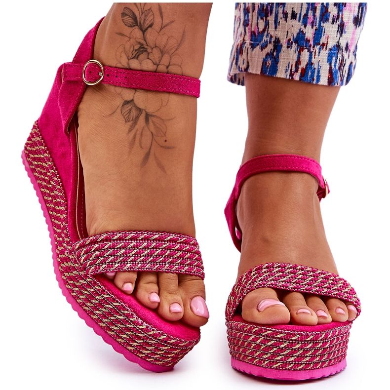 Sandales Compensées Classiques Femme Fuchsia Malmo rose