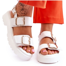 FB2 Sandales Confortables en Cuir Blanc Alayah blanche