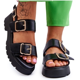 FB2 Sandales Confortables en Cuir Noir Alayah