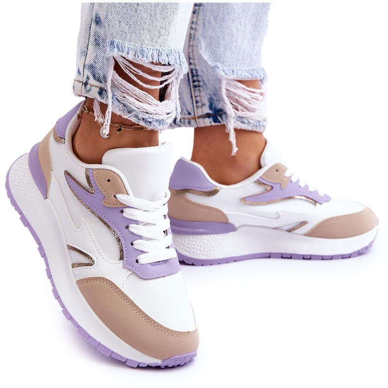Chaussures de sport à plateforme pour femmes Blanc-Violet Henley blanche Chaussures de sport à plateforme pour femmes Blanc-Violet Henley blanche