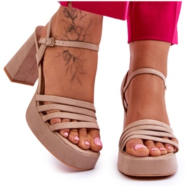 Sandales à plateforme en daim pour femmes Beige Verda brun