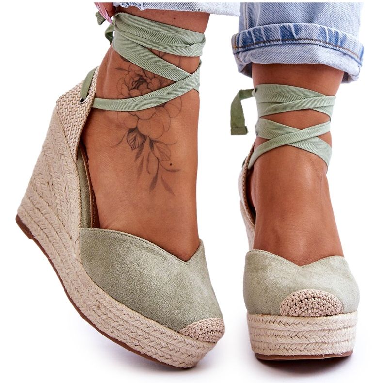 Sandales compensées à lacets pour femmes Bethany Green vert