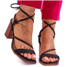 Sandales à talons en cuir pour femmes Noir Seyna le noir