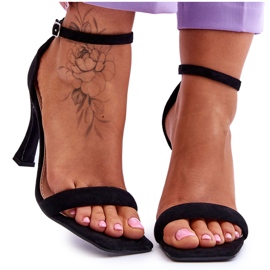 Sandales à talons pour femme en daim Noir Rousses