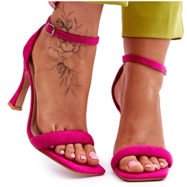 Sandales Rousses Fuchsia à Talons Hauts Femme en Daim rose