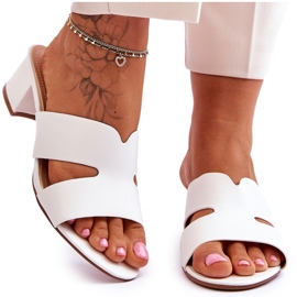 FJ1 Sandales Classiques En Cuir À Talons Bas Miley Blanche