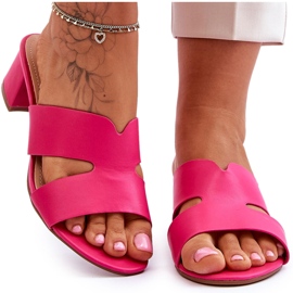 FJ1 Tongs en cuir à talons bas Miley fuchsia classiques rose