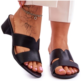 Sandales classiques en cuir noir à talons bas Miley le noir