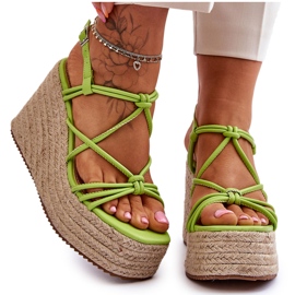 Sandales Compensées Tendance Avec Tresse Vert Nessia