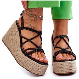 Sandales Compensées Tendance Avec Galon Noir Nessia