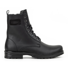 Polbut Bottines Chelsea militaires en cuir ciré pour homme, 2118S, noires