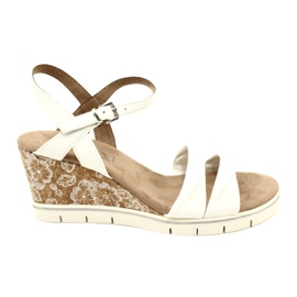 Caprice Sandales Compensées En Cuir 9-28710-20 160 Blanc Softnap
