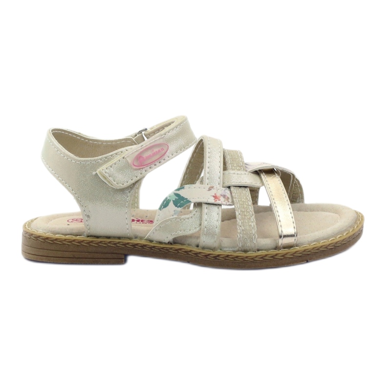 American Club Filles de sandales américaines pour velcro 15079 beige / or