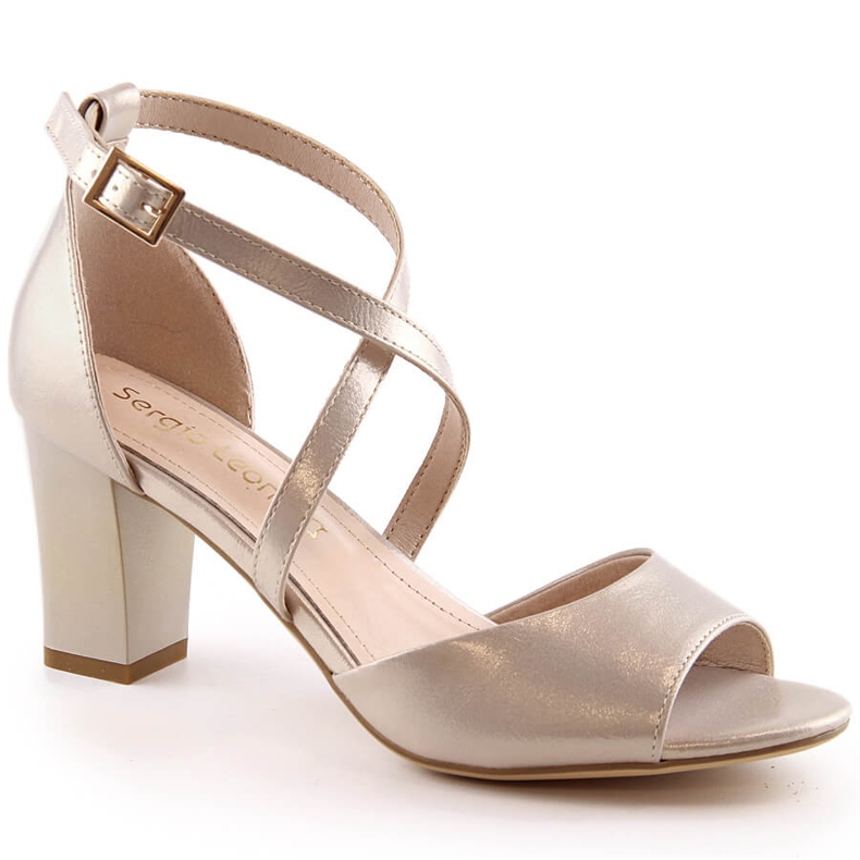 Sandales dorées en satin pour femmes élégantes sur le poteau Sergio Leone SK862 d'or