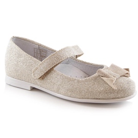 Ballerines filles brillantes avec velcro or Kornecki 6802 doré