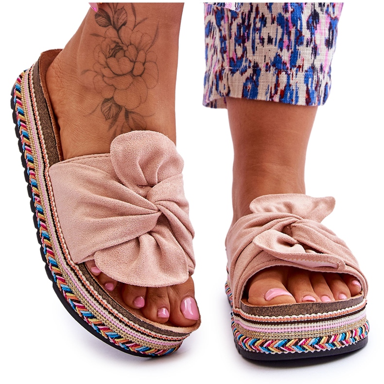 Pantoufles pour femmes sur une plate-forme massive Rose clair Terisa