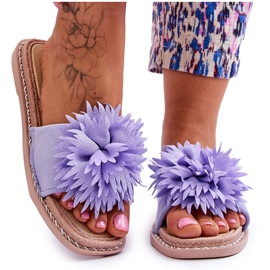 Chaussons Femme En Daim Avec Décoration Giorgia Violet
