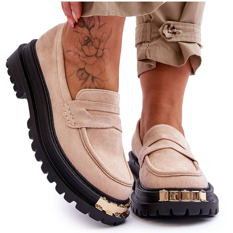 Mocassins en daim classiques avec ornement Monaro beige