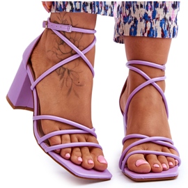 Sandales en cuir à la mode pour femmes Talons hauts Primma violets