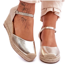 Sandales compensées en cuir Espadrilles Gold Cammer doré
